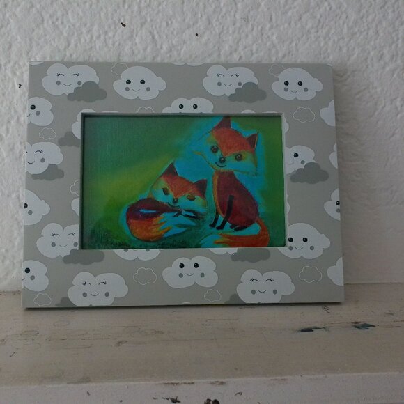 Red Fox 4x6 Art print within a cloud Frame, adorable, cute, baby animal, relax - Picture 5 of 6